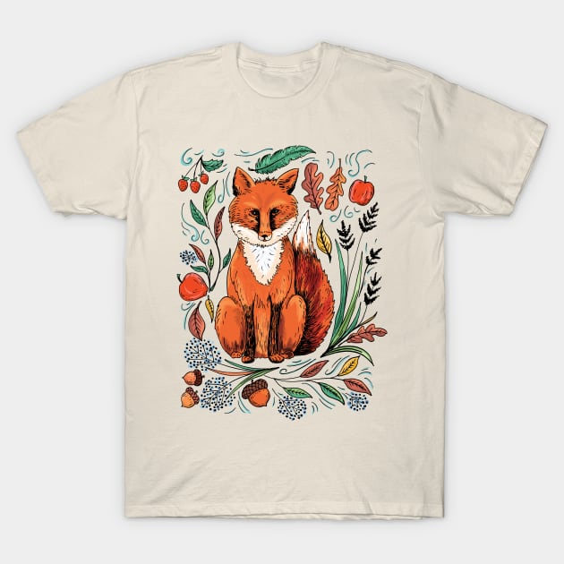 Fall Fox T-Shirt by SWON Design